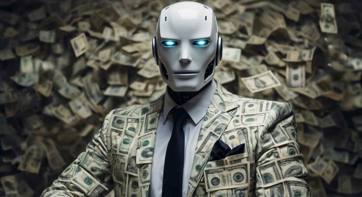 advanced technological robot interacting with money finance 1